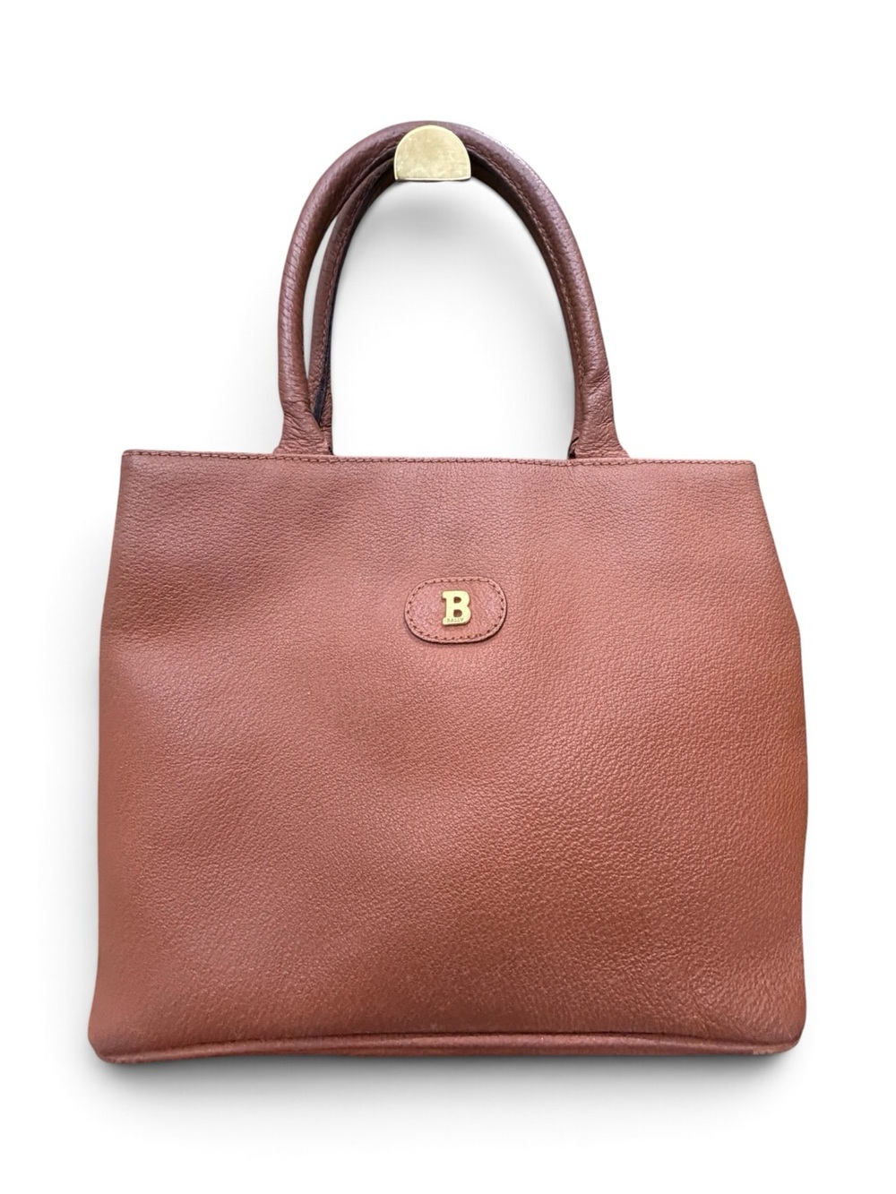 Vintage 1980s Bally Brown Leather Top Handle Tote Made in Italy